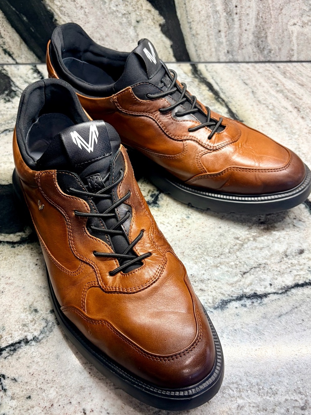 Martinelli Cognac Leather Luxury Dress Sneakers EU 42 US 9 Made in Morocco